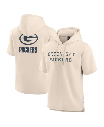 Fanatics Men's Cream Green Bay Packers Elements Future Ground Lettering Short Sleeve Pullover Hoodie In White
