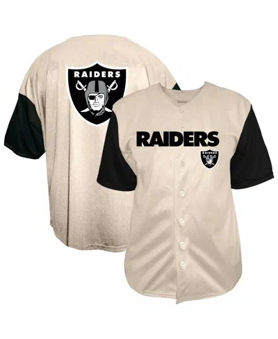 Fanatics Men's Cream Las Vegas Raiders Vintage Full-button Short Sleeve Shirt In Neutral