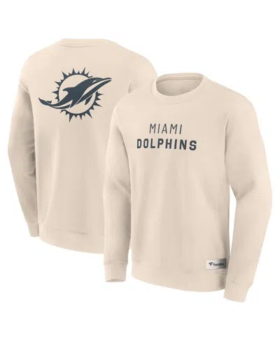 Fanatics Men's Cream Miami Dolphins Elements Future Ground Lettering Pullover Sweatshirt In Neutral