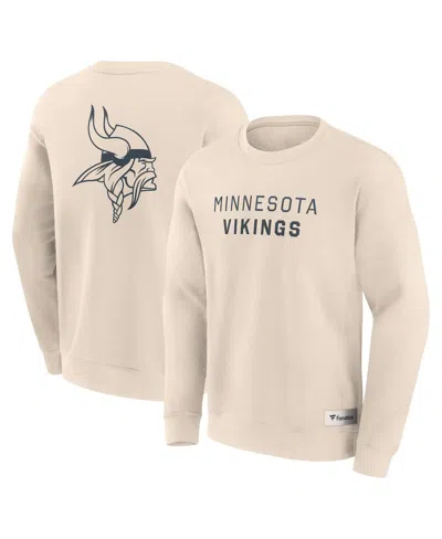 Fanatics Men's Cream Minnesota Vikings Elements Future Ground Lettering Pullover Sweatshirt In Neutral