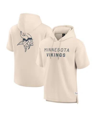 Fanatics Men's Cream Minnesota Vikings Elements Future Ground Lettering Short Sleeve Pullover Hoodie In Neutral