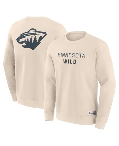 Fanatics Men's Cream Minnesota Wild Elements Future Ground Lettering Pullover Sweatshirt In Neutral