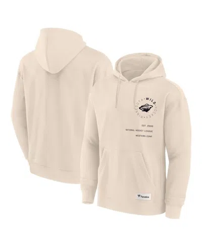 Fanatics Men's Cream Minnesota Wild Future Ground Info Pullover Hoodie In Neutral