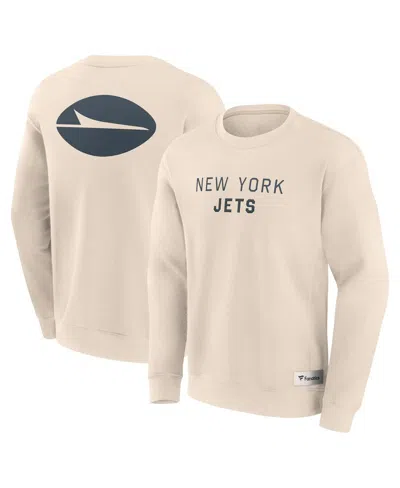 Fanatics Men's Cream New York Jets Elements Future Ground Lettering Pullover Sweatshirt In White