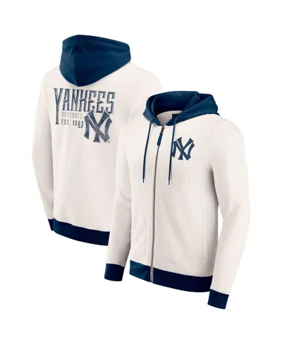 Fanatics Men's Cream New York Yankees Polar Fleece Full-zip Hoodie In White