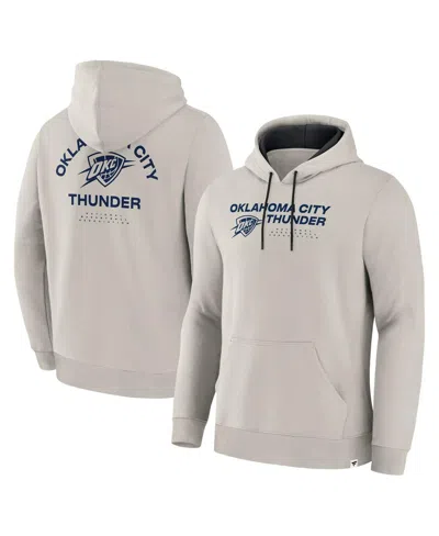Fanatics Men's Cream Oklahoma City Thunder Crossover Collection Blocked Shot Premium Pullover Hoodie In Gray
