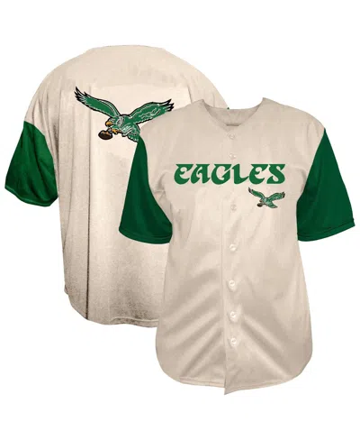 Fanatics Men's Cream Philadelphia Eagles Vintage Full-button Short Sleeve Shirt In White