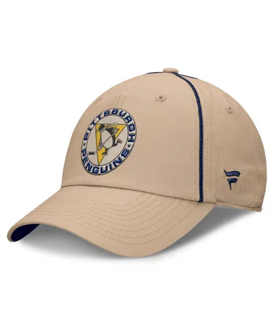 Fanatics Men's Cream Pittsburgh Penguins Heritage Setoff Adjustable Hat In Brown