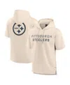Fanatics Men's Cream Pittsburgh Steelers Elements Future Ground Lettering Short Sleeve Pullover Hoodie In Neutral