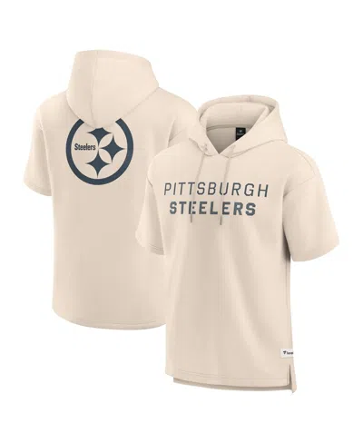 Fanatics Men's Cream Pittsburgh Steelers Elements Future Ground Lettering Short Sleeve Pullover Hoodie In Neutral