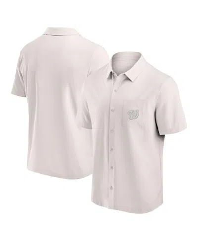 FANATICS MEN'S CREAM WASHINGTON NATIONALS FRONT OFFICE BUTTON-UP SHIRT