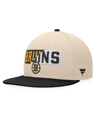 Fanatics Men's Cream/black Boston Bruins Goalaso Snapback Hat In Multi