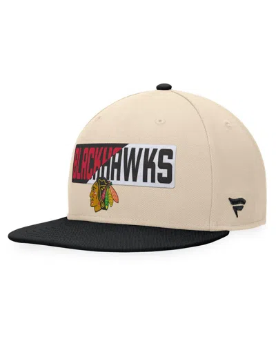 Fanatics Men's Cream/black Chicago Blackhawks Goalaso Snapback Hat In Multi