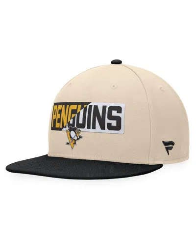 Fanatics Men's Cream/black Pittsburgh Penguins Goalazo Snapback Hat In Cream,black