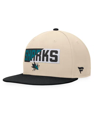 Fanatics Men's Cream/black San Jose Sharks Goalaso Snapback Hat In Cream,black