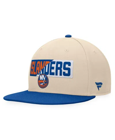 Fanatics Men's Cream/royal New York Islanders Goalaso Snapback Hat In Cream,royal