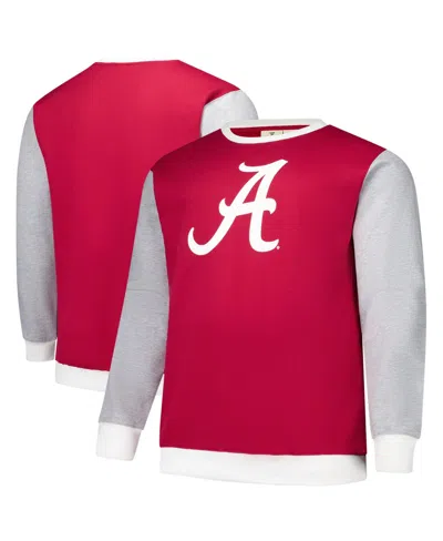 Fanatics Men's Crimson Alabama Crimson Tide Contrast Sleeve Large Chest Big Tall Pullover Sweatshirt