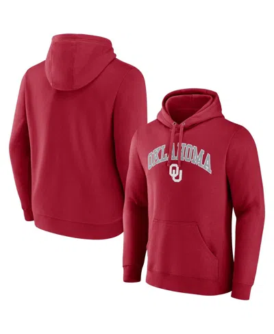 Fanatics Men's Crimson Oklahoma Sooners Arched Logo Pullover Hoodie Sweatshirt In Red