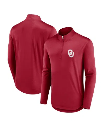 FANATICS MEN'S CRIMSON OKLAHOMA SOONERS QUARTERBACK MOCK NECK QUARTER-ZIP SWEATSHIRT