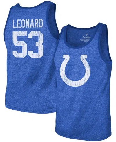 Fanatics Men's Darius Leonard Royal Indianapolis Colts Name Number Tri-blend Tank Top In Royal Blue