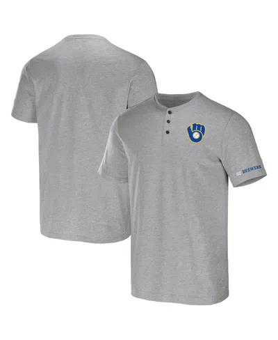 Fanatics Men's Darius Rucker Collection By  Heather Gray Milwaukee Brewers Henley T-shirt