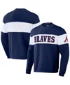 Fanatics Men's Darius Rucker Collection By  Navy Atlanta Braves Stripe Pullover Sweatshirt In Navy