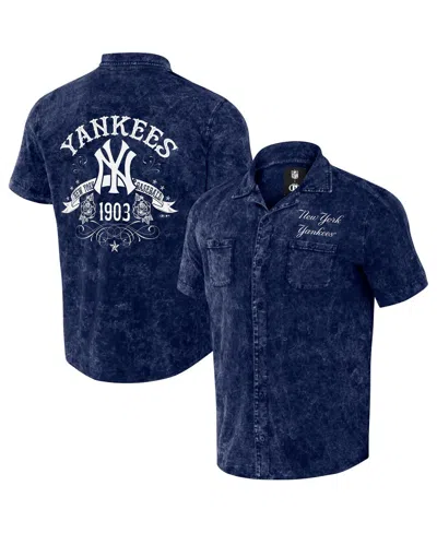 Fanatics Men's Darius Rucker Collection By  Navy Distressed New York Yankees Denim Team Color Button-
