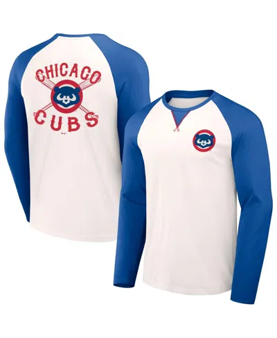 Fanatics Men's Darius Rucker Collection By  White, Royal Chicago Cubs Team Color Raglan T-shirt In White,royal