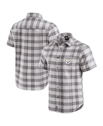 Fanatics Men's Darius Rucker Collection By Gray Pittsburgh Steelers Team Plaid Short Sleeve Full-snap Shirt In Multi