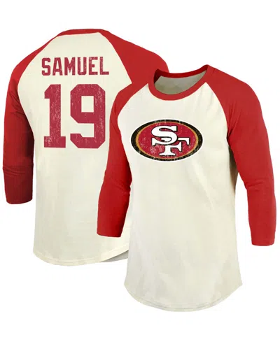 Fanatics Men's Deebo Samuel Cream, Scarlet San Francisco 49ers Vintage-inspired Player Name Number Raglan 3/4 In Cream,scarlet