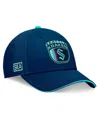 Fanatics Men's Deep Sea Blue Seattle Kraken 2024 Nhl Draft On Stage Trucker Adjustable Hat In Navy,light Blue