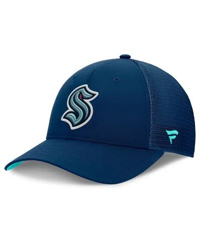 Fanatics Men's Deep Sea Blue Seattle Kraken Authentic Pro Home Ice Trucker Adjustable Hat