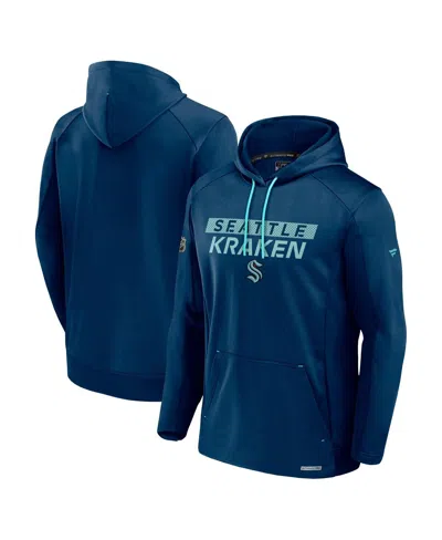 Fanatics Men's Deep Sea Blue Seattle Kraken Authentic Pro Rink Fleece Pullover Hoodie In Navy