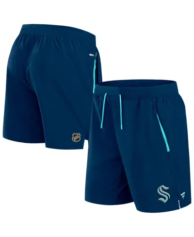 FANATICS MEN'S DEEP SEA BLUE SEATTLE KRAKEN AUTHENTIC PRO RINK PERFORMANCE SHORTS