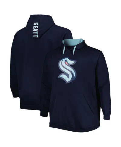 Fanatics Men's Deep Sea Blue Seattle Kraken Big And Tall Fleece Pullover Hoodie