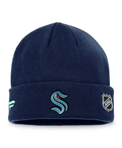 Fanatics Men's Deep Sea Blue Seattle Kraken Game Train Cuffed Knit Hat In Navy