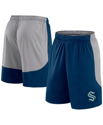 Fanatics Men's Deep-sea Seattle Kraken Go Hard Shorts In Navy,gray