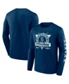 Fanatics Men's Deep Sea Blue Seattle Kraken Rinkside Long Sleeve T-shirt In Navy