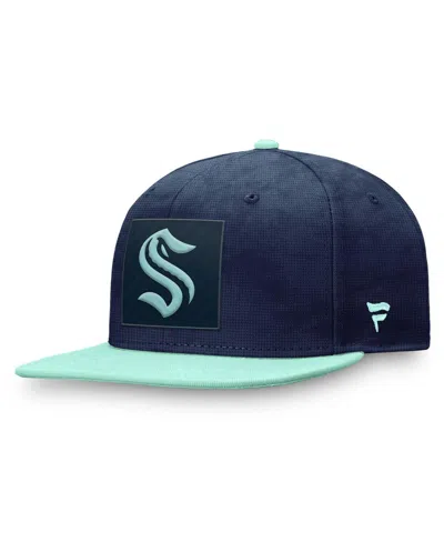 Fanatics Men's Deep Sea Blue/light Blue Seattle Kraken Authentic Pro Rink Snapback Hat