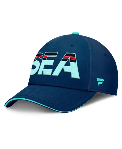 Fanatics Men's Deep Sea Navy/light Blue Seattle Kraken Authentic Pro Rink Team Code Flex Hat In Navy,light Blue