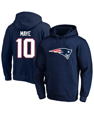 Fanatics Men's Drake Maye Navy New England Patriots Big & Tall Name & Number Fleece Hoodie In Blue