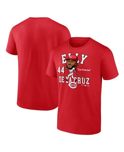 Fanatics Men's Elly De La Cruz Athletic Red Cincinnati Reds Hometown Caricature T-shirt