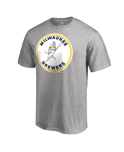 Fanatics Men's  Ash Milwaukee Brewers Cooperstown Collection Forbes T-shirt