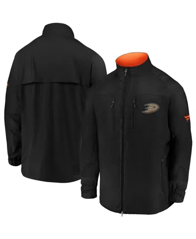 Fanatics Branded Black Anaheim Ducks Authentic Pro Locker Room Rink Raglan Full-zip Jacket