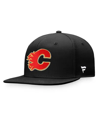 Fanatics Men's  Black Calgary Flames Core Primary Logo Fitted Hat
