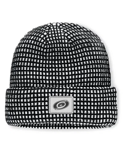 Fanatics Men's  Black Carolina Hurricanes Fundamental Scheme Ribbed Cuffed Knit Hat In Black,white