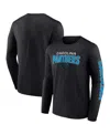 Fanatics Men's  Black Carolina Panthers Big And Tall Wordmark Go The Distance Long Sleeve T-shirt In Black