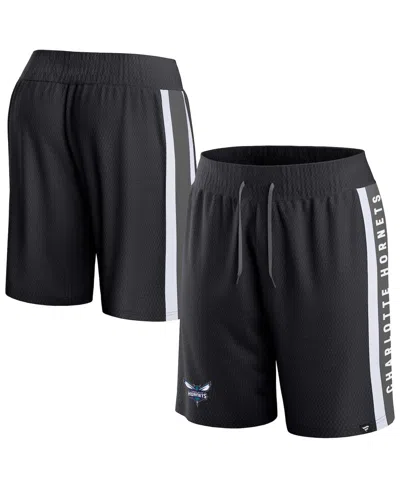 FANATICS MEN'S FANATICS BLACK CHARLOTTE HORNETS REFEREE ICONIC MESH SHORTS