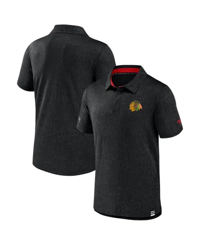 Fanatics Men's  Black Chicago Blackhawks Authentic Pro Jacquard Polo Shirt