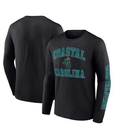 Fanatics Men's  Black Coastal Carolina Chanticleers Distressed Arch Over Logo Long Sleeve T-shirt